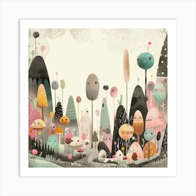 Mushrooms In The Forest 2 Art Print