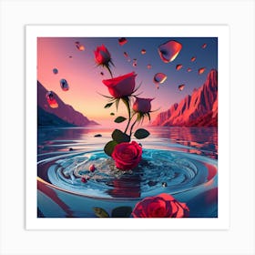 Roses In Water Art Print