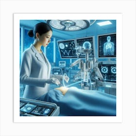 Woman In An Operating Room Art Print