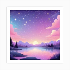 Sky With Twinkling Stars In Pastel Colors Square Composition 270 Art Print