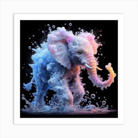 Elephant In Water Art Print