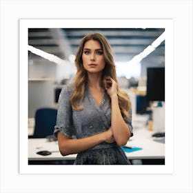 Woman In A Office Art Print