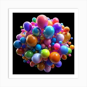 Abstract Colorful Balloon Cluster Art Print