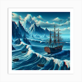 Ship In The Sea 2 Art Print