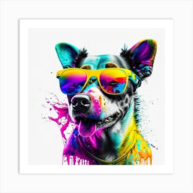 Colourful Dog Sunglasses (51) Art Print