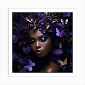 Purple Beauty With Butterflies 3 Art Print