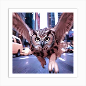 Owl In Flight Art Print