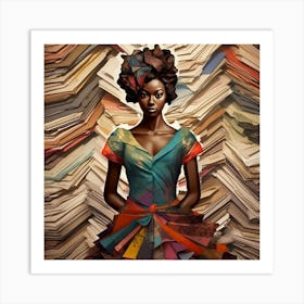 Woman In Front Of Books Art Print