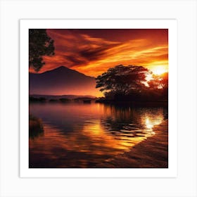 Sunset Over Lake 28 Art Print