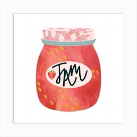 Vintage Strawberry Jam Jar  Square Art Print