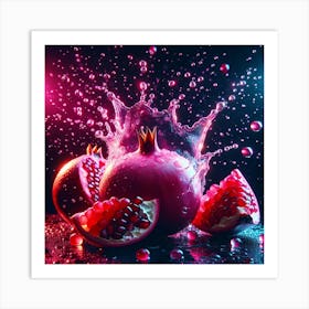 Pomegranate With Water Splash 1 Art Print