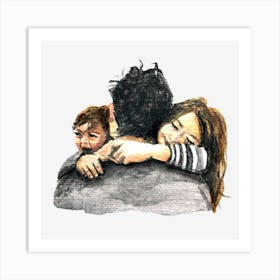 Hugging Family Father's Day Art Print