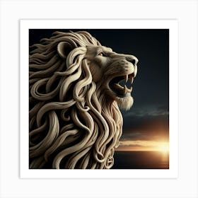 Lion Statue At Sunset Art Print