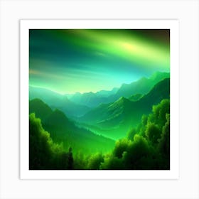 Green Mountain Landscape Art Print