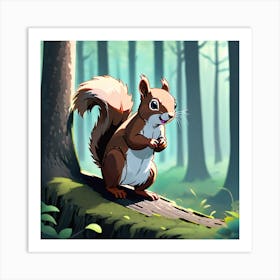 Squirrel In The Forest 153 Art Print