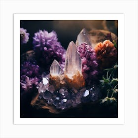 Flowers And Crystals 6 Art Print