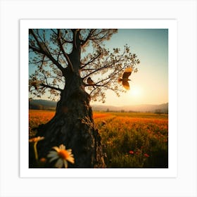 Lone Tree In A Field Art Print