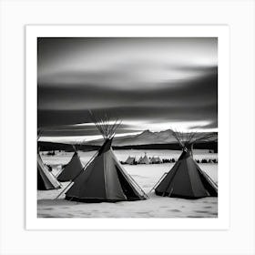 Teepees In The Snow Art Print