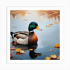 Mallard Duck In Autumn Art Print