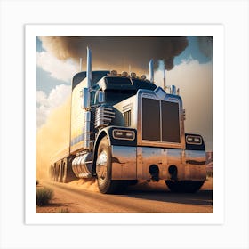 Semi Truck Driving Through The Desert Art Print