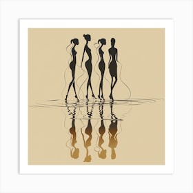 Silhouettes Of Women In Water - Minimal line art, city wall art, colorful wall art, home decor, minimal art, modern wall art, wall art, wall decoration, wall print colourful wall art, decor wall art, digital art, digital art download, interior wall art, downloadable art, eclectic wall, fantasy wall art, home decoration, home decor wall, printable art, printable wall art, wall art prints, artistic expression, contemporary, modern art print, Art Print