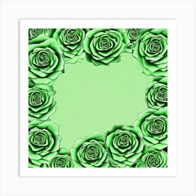 Green Roses Frame 5 Art Print