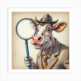 Cow With Magnifying Glass 9 Art Print