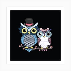 Owl Love Square Art Print