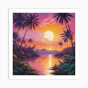 Sunset At The Beach 5 Art Print