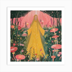 Yellow Woman In A Forest Art Print