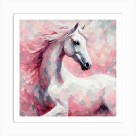 White Horse In Pink Art Print