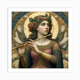 Angel Playing Flute 1 Art Print