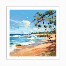 Palm Trees On The Beach Art Print