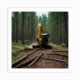 Logging In The Forest Art Print