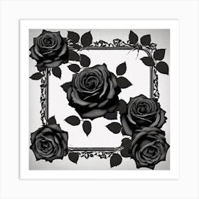 Black Roses In A Frame Art Print