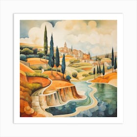 Mystic Waters: Abstract Italian Vista Art Print