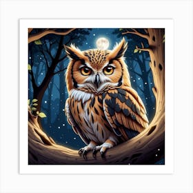 Owl In The Forest Art Print