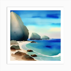 Watercolor Of A Beach Art Print