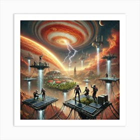 A Dramatic Sci Fi Depiction Of Settlers On Jupiter Art Print