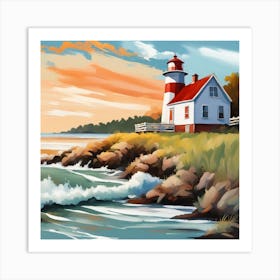 Lighthouse At Sunset 13 Art Print