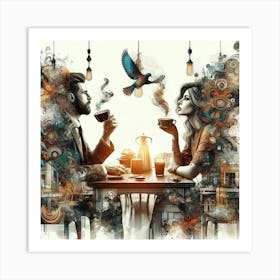 Coffee And Birds Art Print