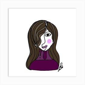 Girl With Long Hair Art Print