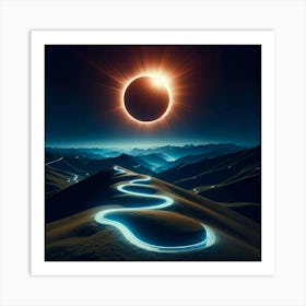 Solar Eclipse In The Mountains Art Print