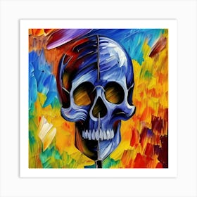 Blue Skull Painting Art Print