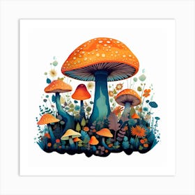 Mushrooms In The Meadow 6 Art Print