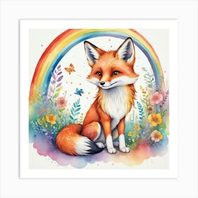 Default Rainbow Fox Nursery Art 1 Art Print