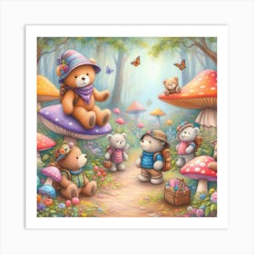 Teddy Bears In The Forest 3 Art Print