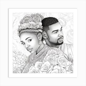 Couple In Love Coloring Page Art Print