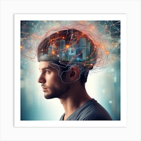 Imagine A Guy Brain Connected With City Network S And Other People S Minds Which Sends And Communicate With Other People Thoughts And Creates A Scenario Or Images (4) Art Print