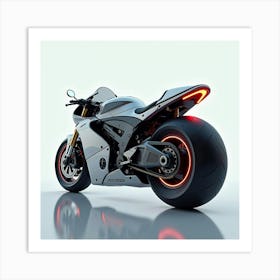 Sleek Futuristic Super Bike With Neon Accents And Aerodynamic Design 1 Art Print